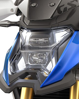 El faro LED con luz diurna de la F 450 GS de BMW Motorrad